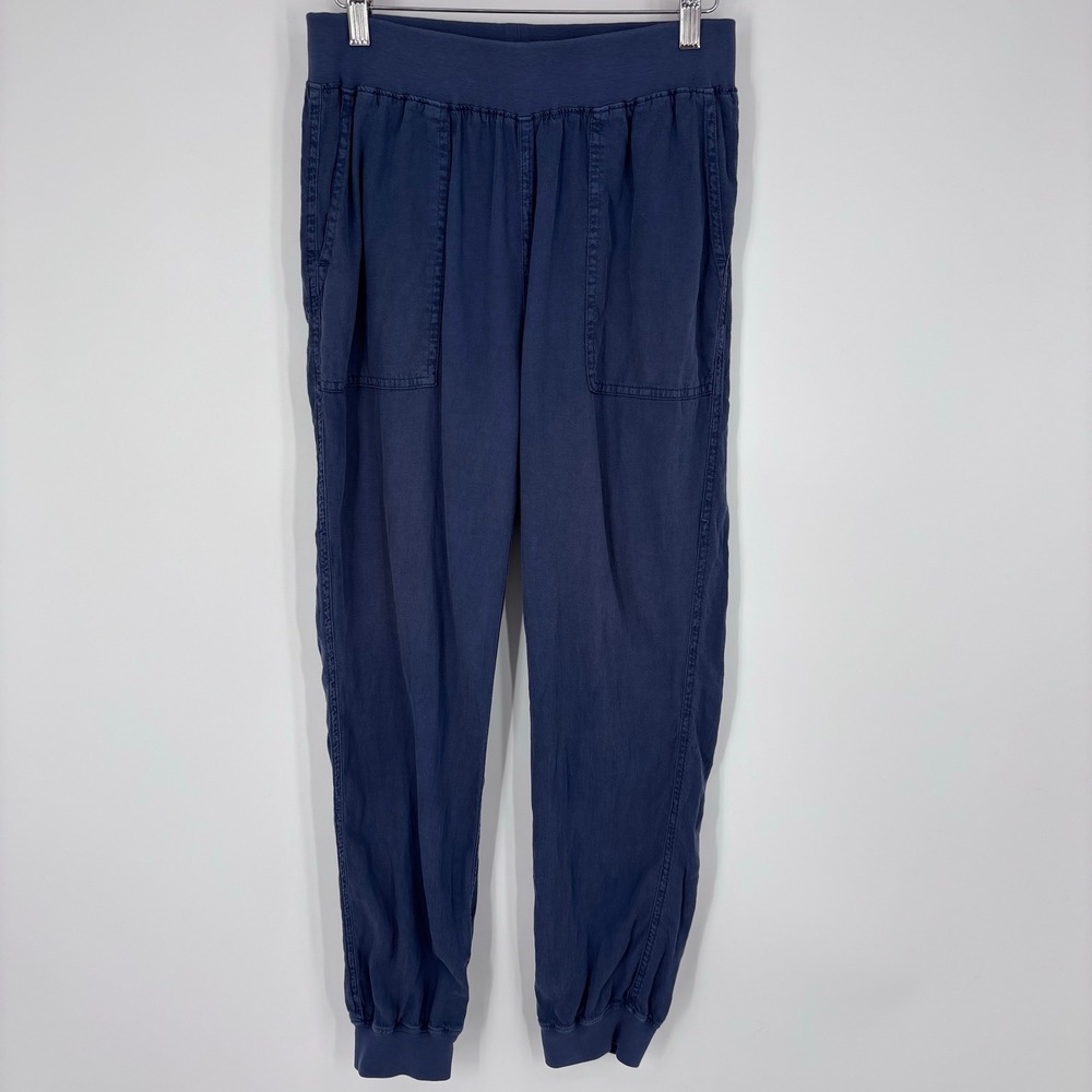 Faherty Arlie Day Beach Jogger Pants Blue Women Medium Tencel Linen Pull On